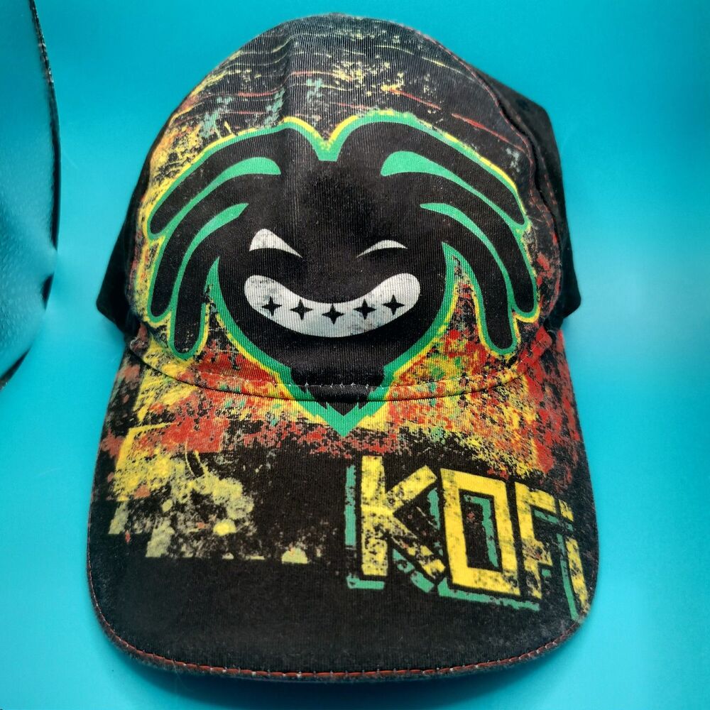 WWE KOFI Authentic Baseball Cap Hat Black Colorful Splatter KOFI Character Logo